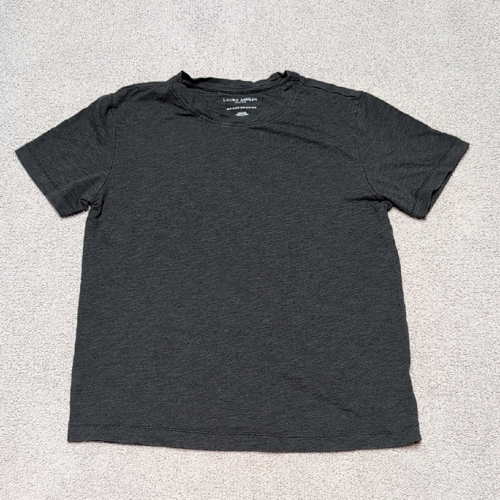 Laura Ashley Black Short-Sleeve Crewneck Tee Size XS